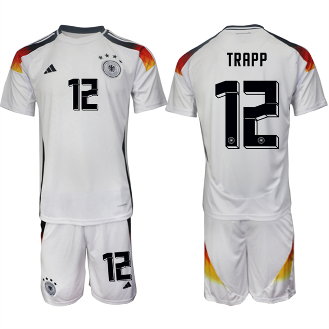 Men's Germany #12 Kevin Trapp White 2024-25 Home Soccer Jersey Suit